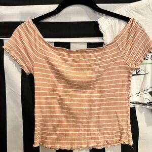 Pink and white striped crop top